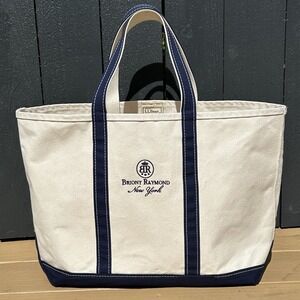 LL Bean Boat & Tote Large Bag Briony Raymond Embroidered Coastal Beach Blue USA